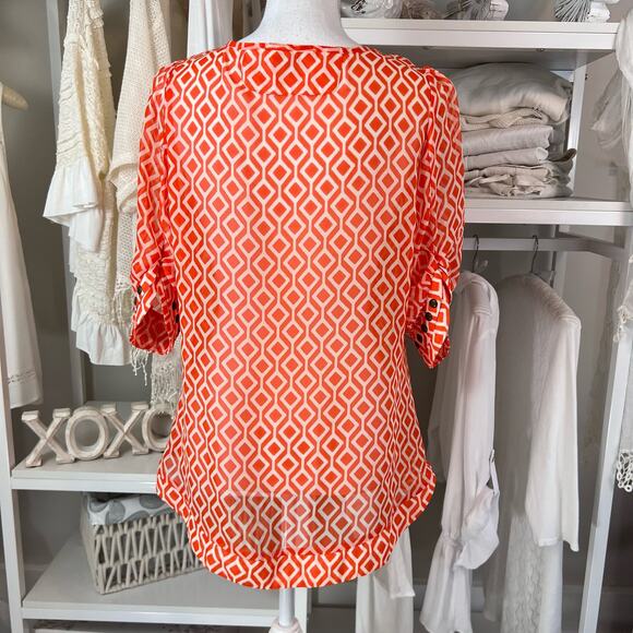 Hawthorn Women's size Medium blouse, sheer, graphic print. #1033 - Picture 7 of 10